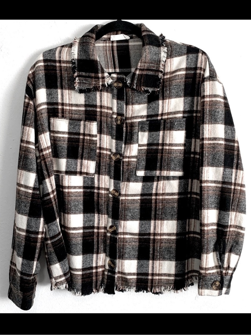 Sage “The Label” Plaid Buttoned Front Jacket